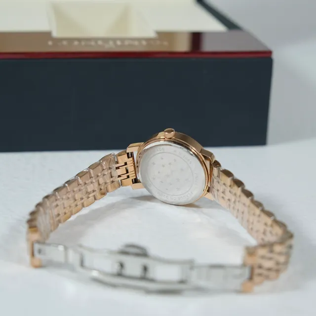Longines सोने का श्वेत गुलाब स्टेनलेस स्टील डायमंड-बेज़ेल क्वार्ट्ज घड़ी 5