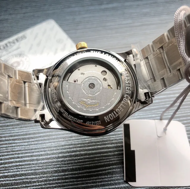 Longines Master Collection Black Silver Round Stainless Steel Case Moon Phase Complication Mechanical Watch 2