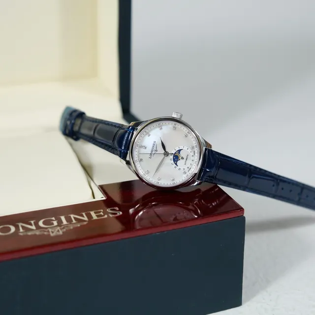 Longines Reloj Navy Plata Madre de Perla Esfera Marcadores de Hora Diamante Mecánico 3
