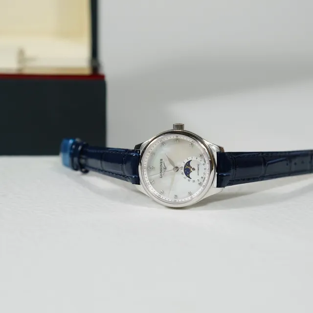 Longines Reloj Navy Plata Madre de Perla Esfera Marcadores de Hora Diamante Mecánico 6
