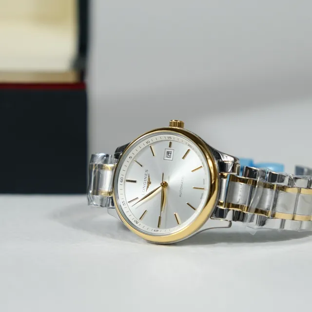 Longines 银金双色不锈钢日晒表盘机械腕表 5