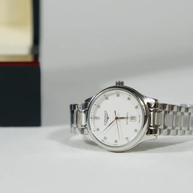 Longines Silver White Stainless Steel Guilloché Dial Mechanical Watch 4