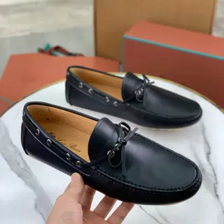 Loro Piana কালো চামড়া আইলেট বাও লোফার