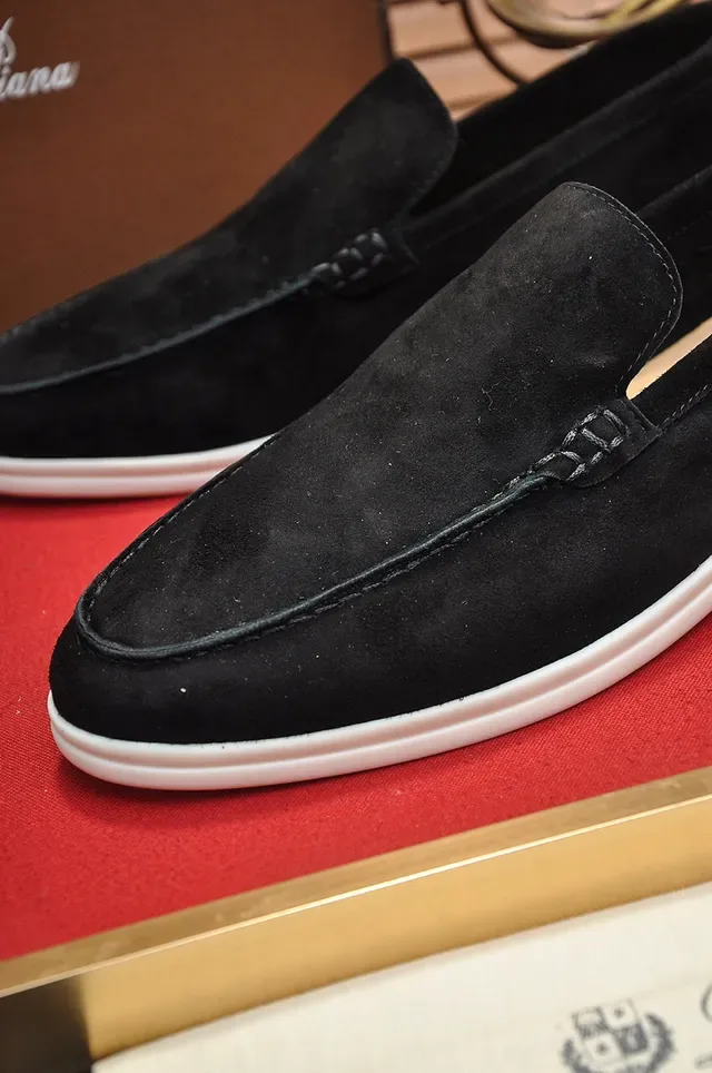 Loro Piana Loafer Negro Blanco Ante Suela Goma 3