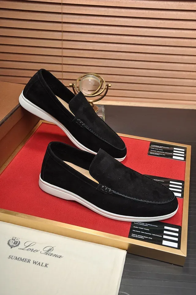 Loro Piana Loafer Negro Blanco Ante Suela Goma 5