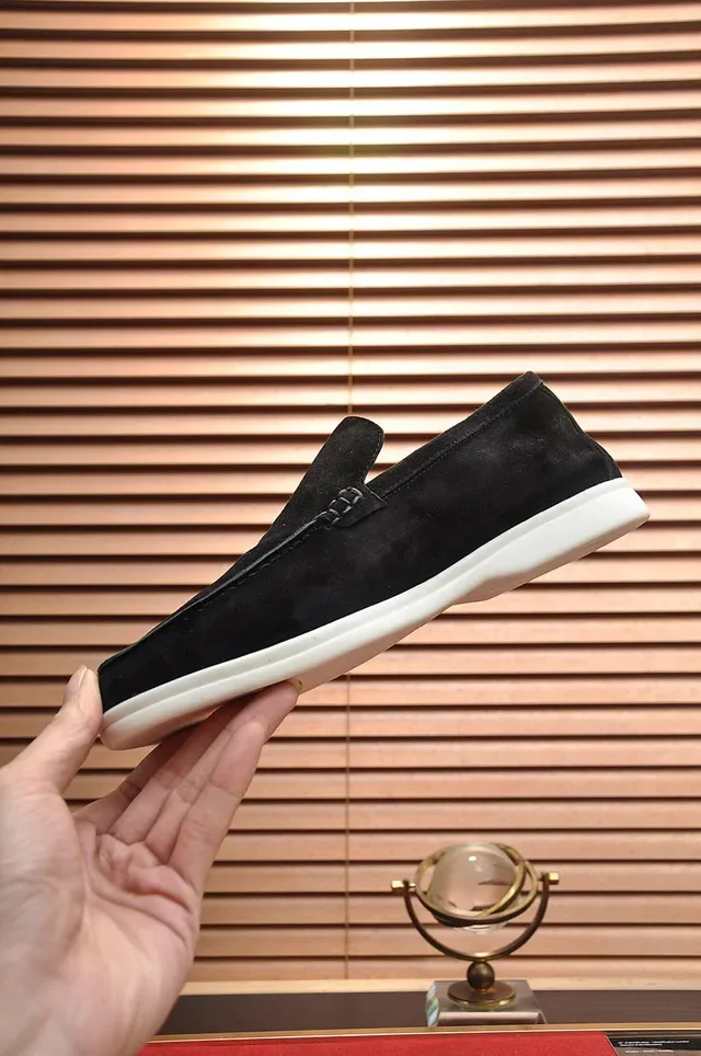 Loro Piana Loafer Negro Blanco Ante Suela Goma 7