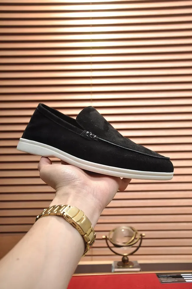 Loro Piana Loafer Negro Blanco Ante Suela Goma 8
