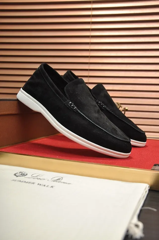 Loro Piana Loafer Negro Blanco Ante Suela Goma 9