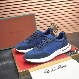 Loro Piana 蓝色和海军蓝麂皮尼龙生活方式运动鞋