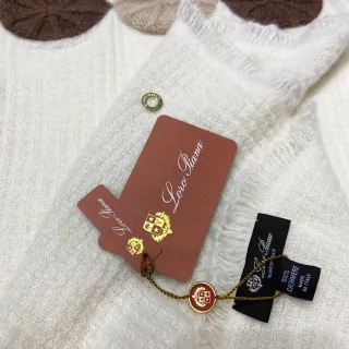 Loro Piana cachecol com motivo de folha bordada motivos brancos marrons borda franjada cachecol de cashmere