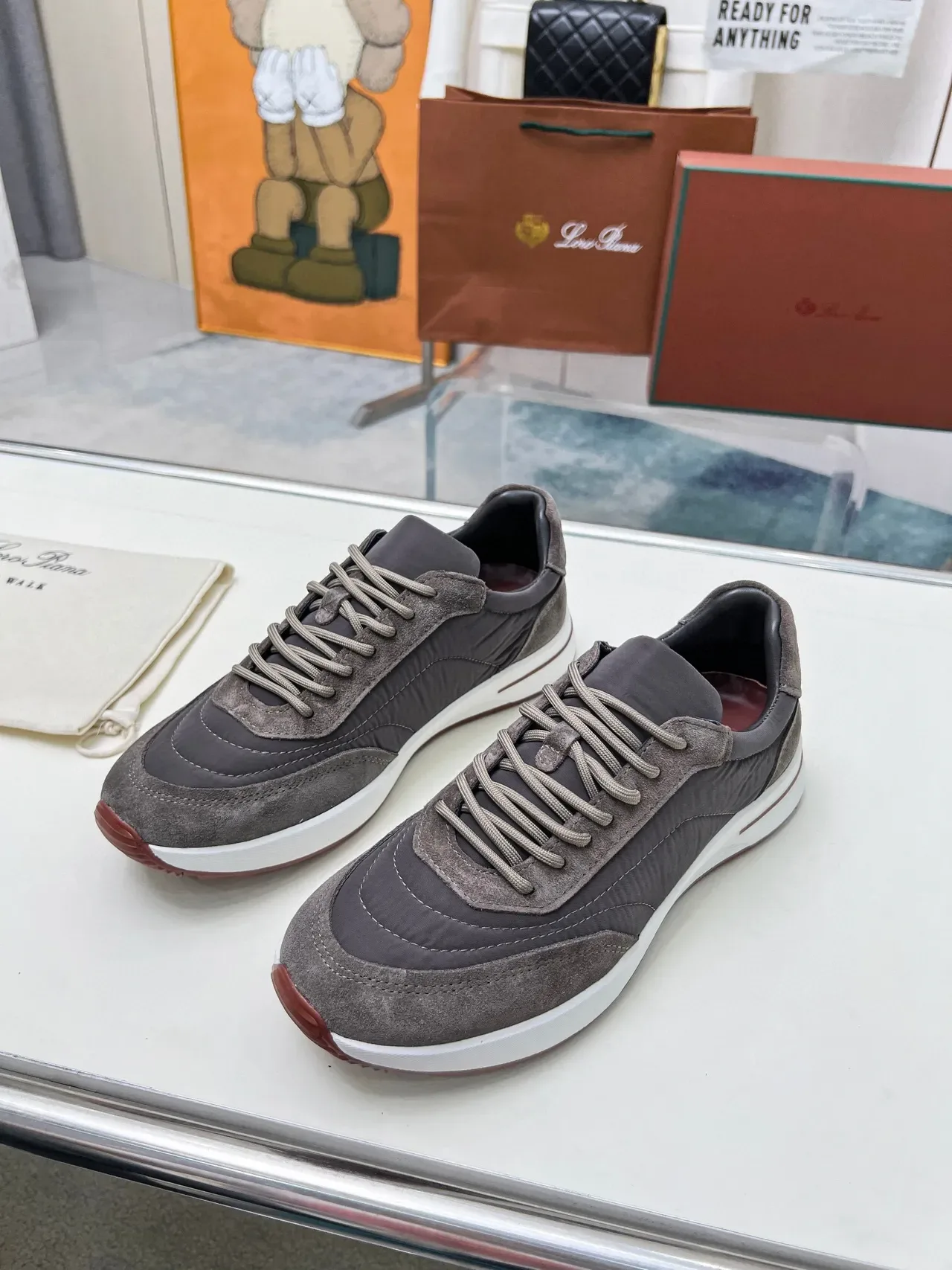 Loro Piana 灰色麂皮和尼龙生活方式运动鞋 5