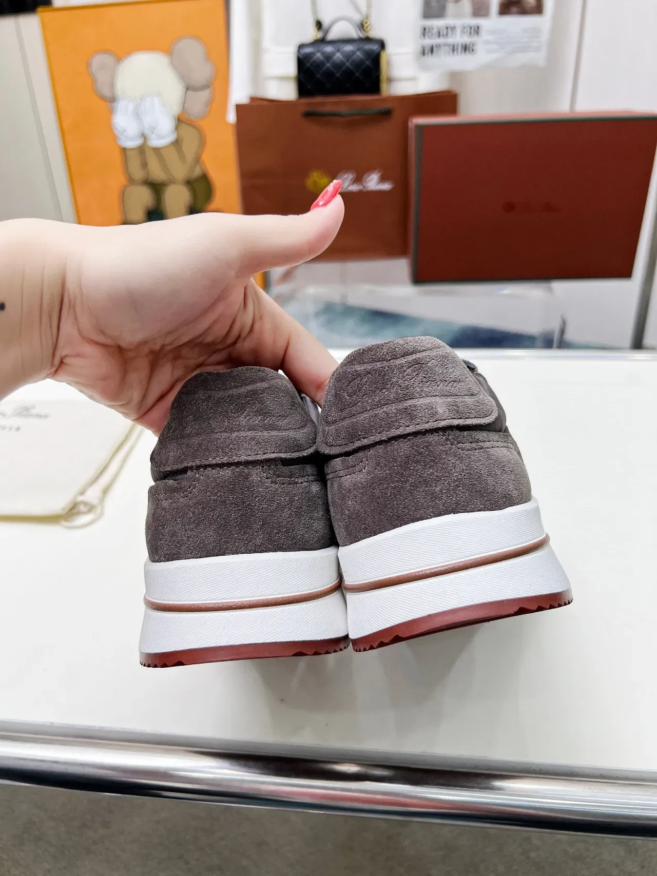 Loro Piana 灰色麂皮和尼龙生活方式运动鞋 6