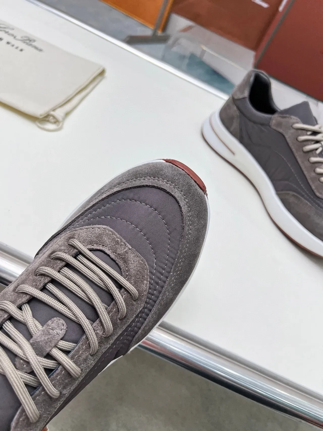 Loro Piana 灰色麂皮和尼龙生活方式运动鞋 7