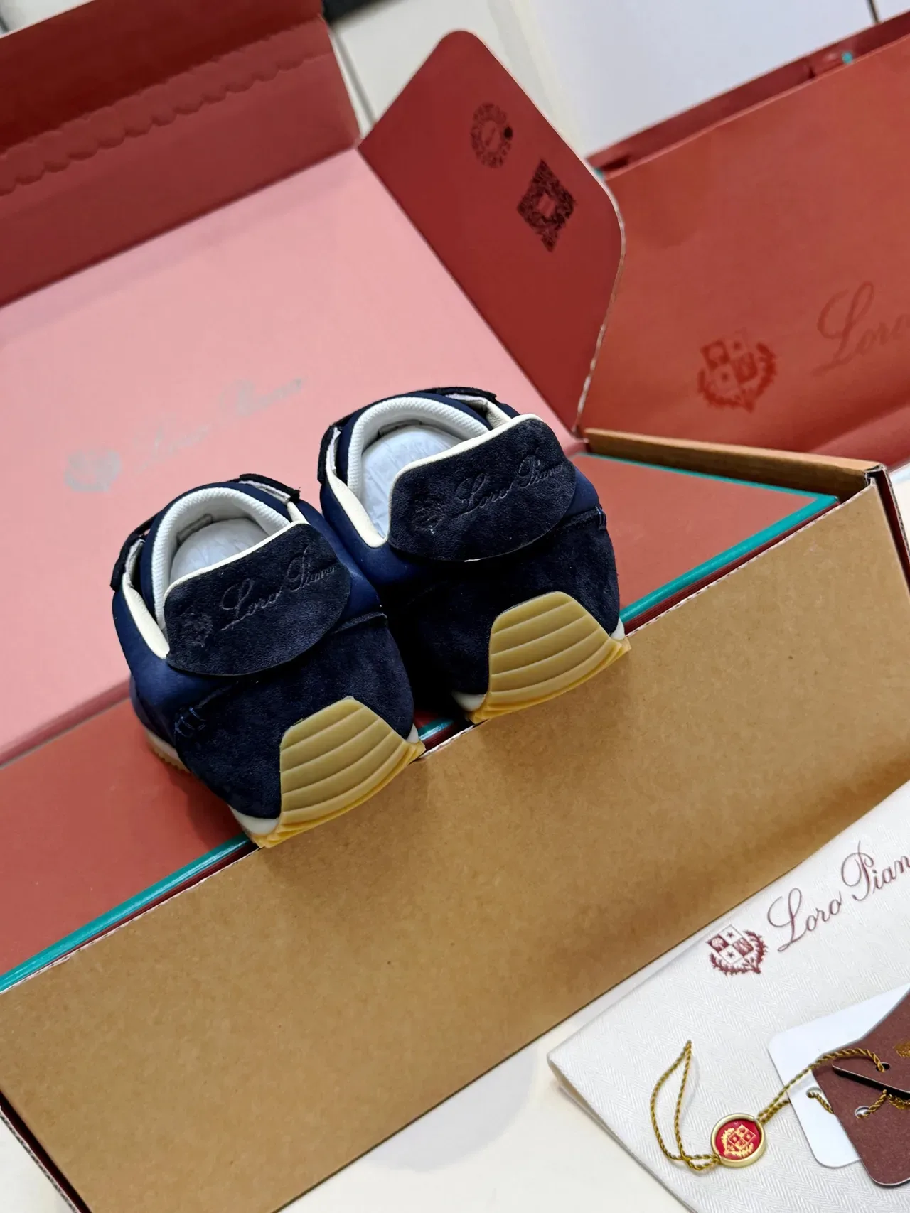 Loro Piana Navy Suede and Fabric Low-Top Lifestyle Sneaker 4