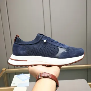 Loro Piana Summer Walk Navy Mesh and Suede Lifestyle Sneaker