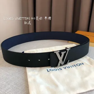 Louis Vuitton 40mm चिकना काला नेवी ग्रेन दो टोन चमड़े का बेल्ट