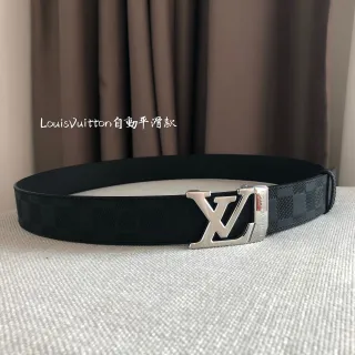 Louis Vuitton ऑटोमैटिक बेल्ट Damier Graphite चमड़ा बेल्ट