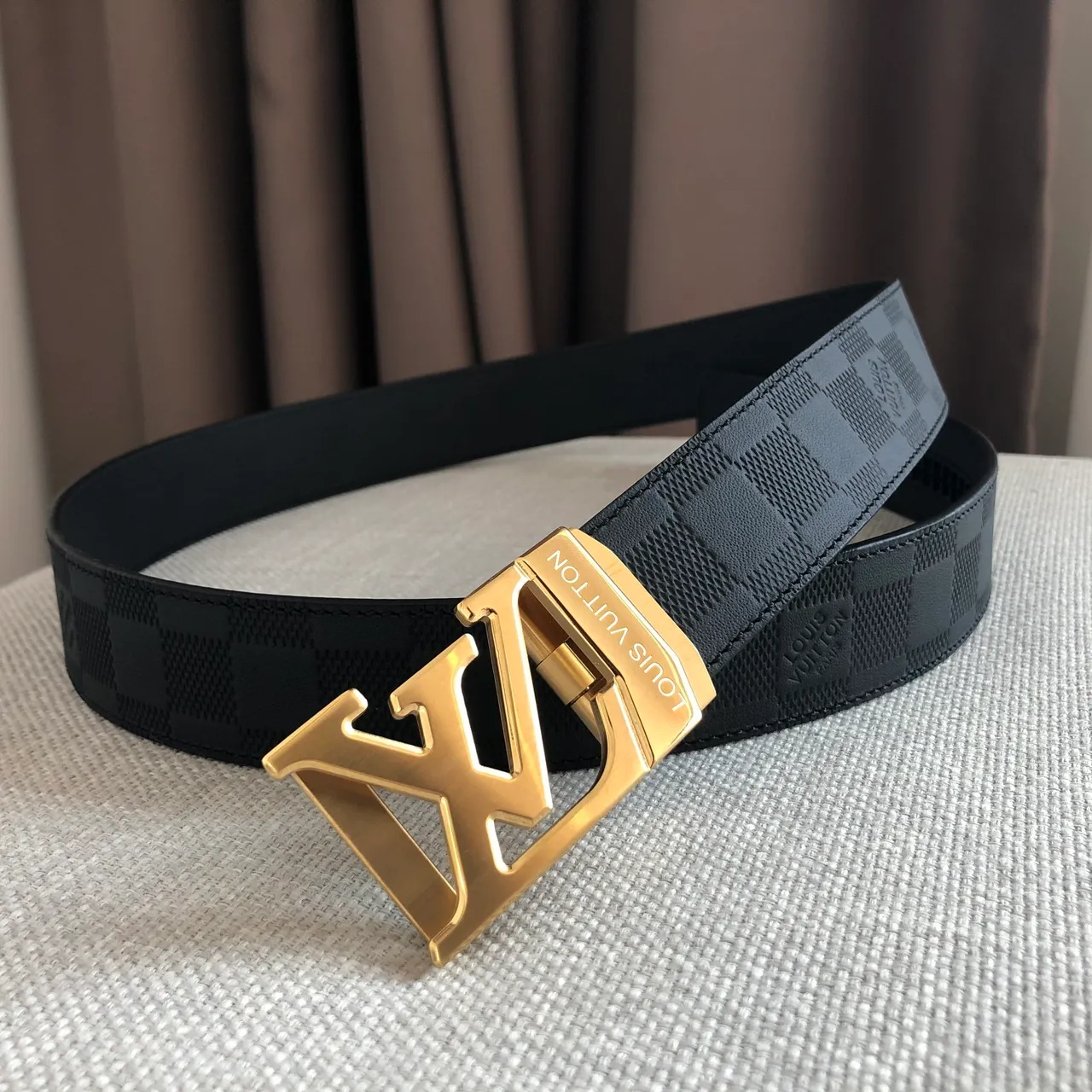 Louis Vuitton অটোমেটিক বেল্ট Damier Graphite চামড়া বেল্ট 3