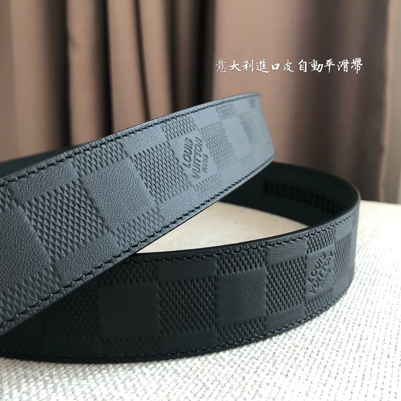 Louis Vuitton অটোমেটিক বেল্ট Damier Graphite চামড়া বেল্ট 6