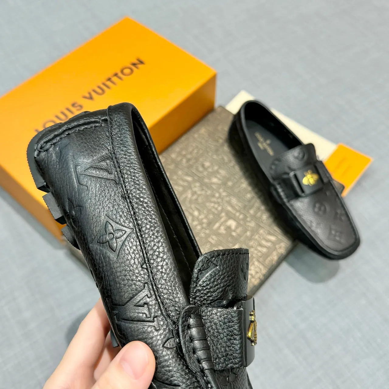 Louis Vuitton Bee Loafer Black Embossed Monogram Leather Loafers 3
