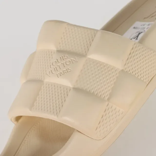 Louis Vuitton Beige Quilted Checkerboard Strap Molded Monochrome Sole Slippers 6