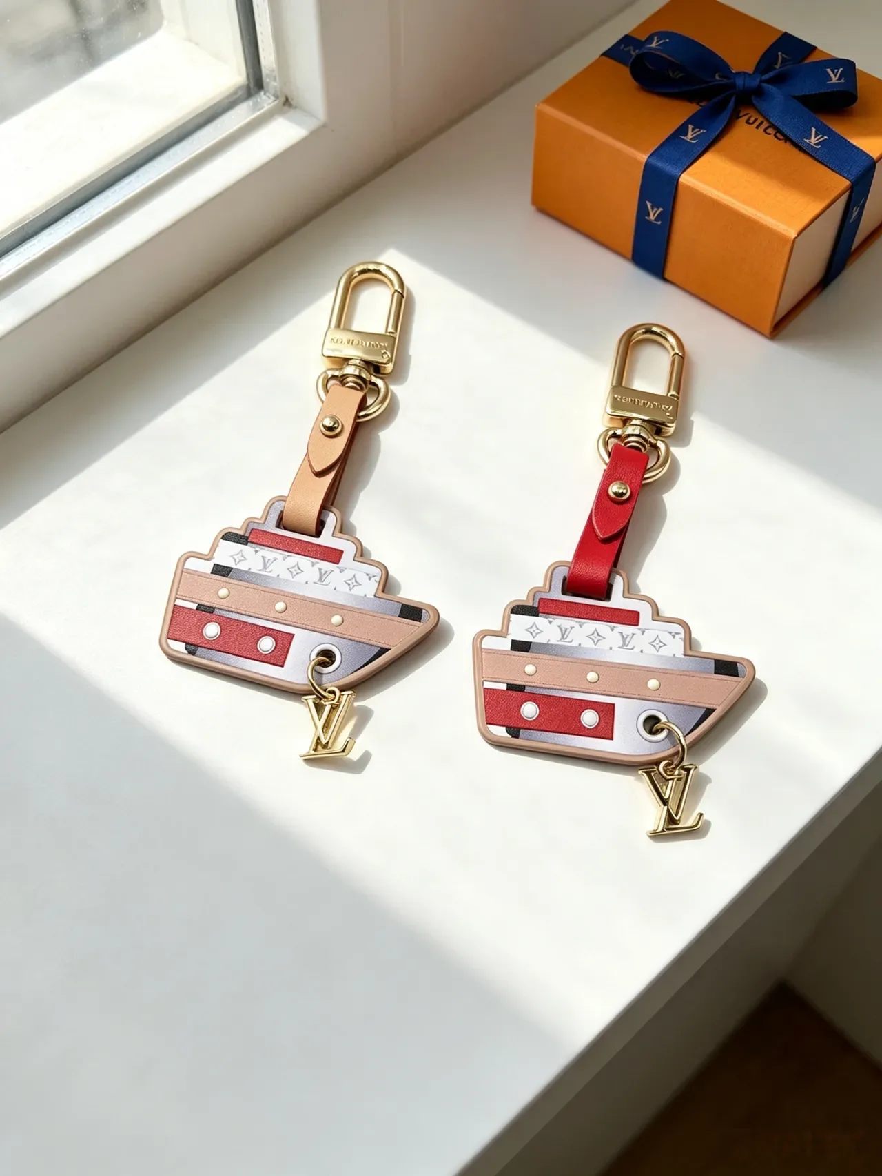 Louis Vuitton Beige Red Ship-Shaped Multi-Panel Phone Case 9