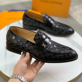 Louis Vuitton أسود بيج منسوج بطبعة جلد لامع بنمط لوسر
