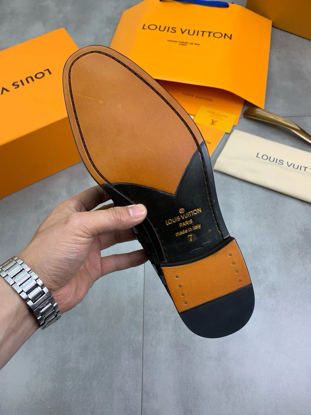 Louis Vuitton Black Beige Woven Monogram Leather Patent-Finish Texture Loafer 3