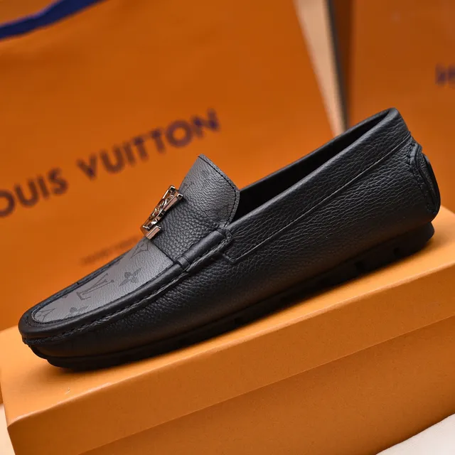 Louis Vuitton Mocassim de Couro Preto e Cinza Monogramado Fivela de Metal LV Cinta Loafer 5
