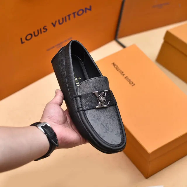 Louis Vuitton Mocassim de Couro Preto e Cinza Monogramado Fivela de Metal LV Cinta Loafer 7