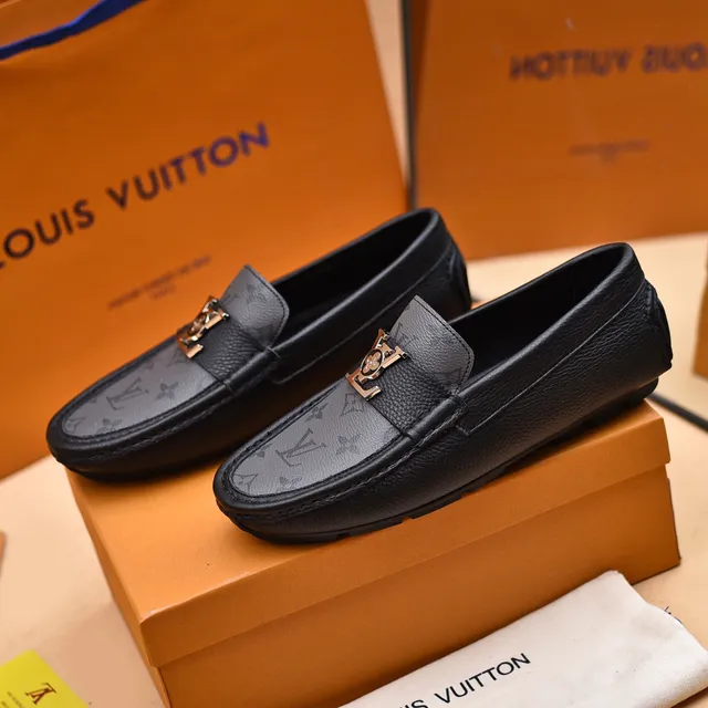 Louis Vuitton Mocassim de Couro Preto e Cinza Monogramado Fivela de Metal LV Cinta Loafer 8