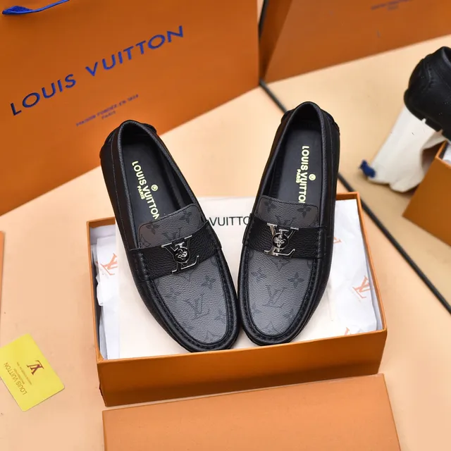 Louis Vuitton Mocassim de Couro Preto e Cinza Monogramado Fivela de Metal LV Cinta Loafer 9