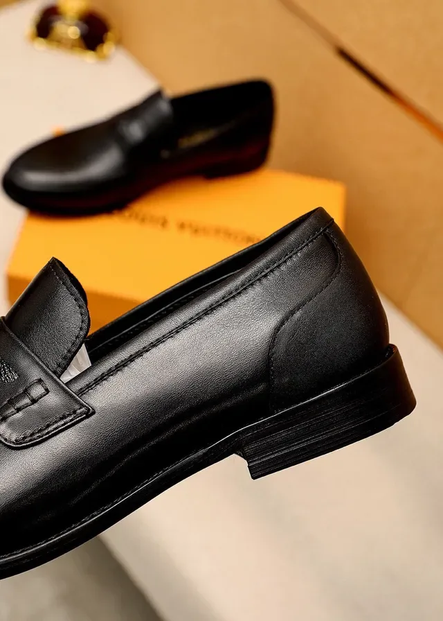 Louis Vuitton Black Leather Penny Strap Loafers 7