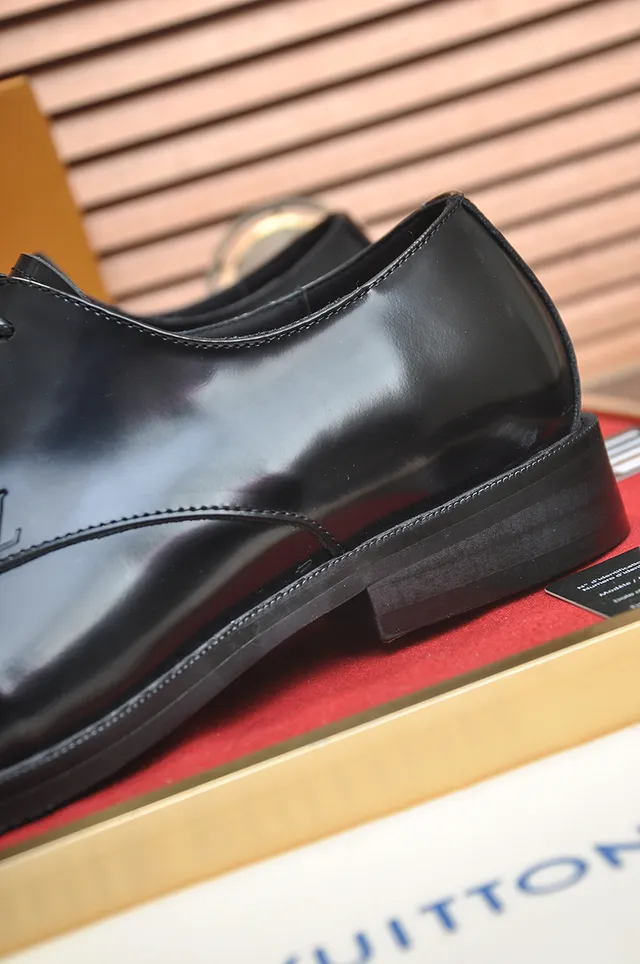 Louis Vuitton Black Polished Leather Cap Toe Oxford Shoes 2