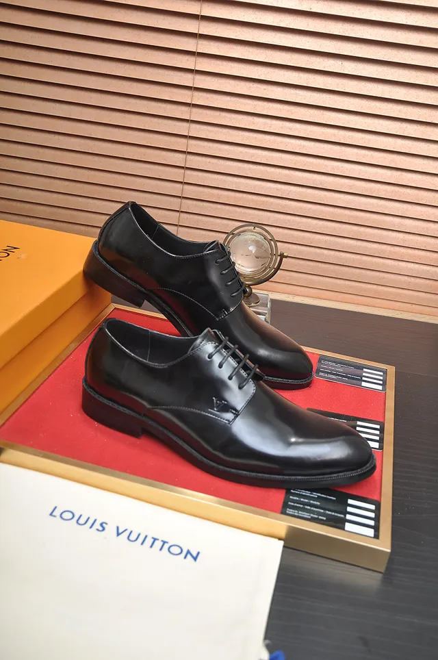 Louis Vuitton Black Polished Leather Cap Toe Oxford Shoes 4