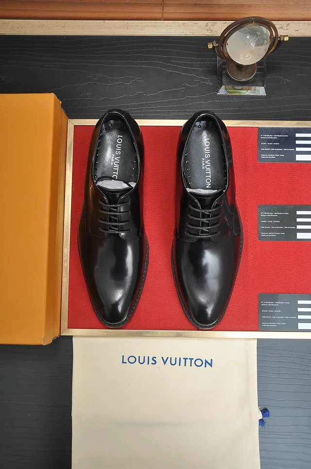 Louis Vuitton Black Polished Leather Cap Toe Oxford Shoes 5