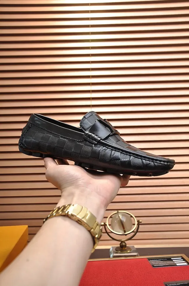 Louis Vuitton Black Woven Leather Buckle-Accented Loafer 7