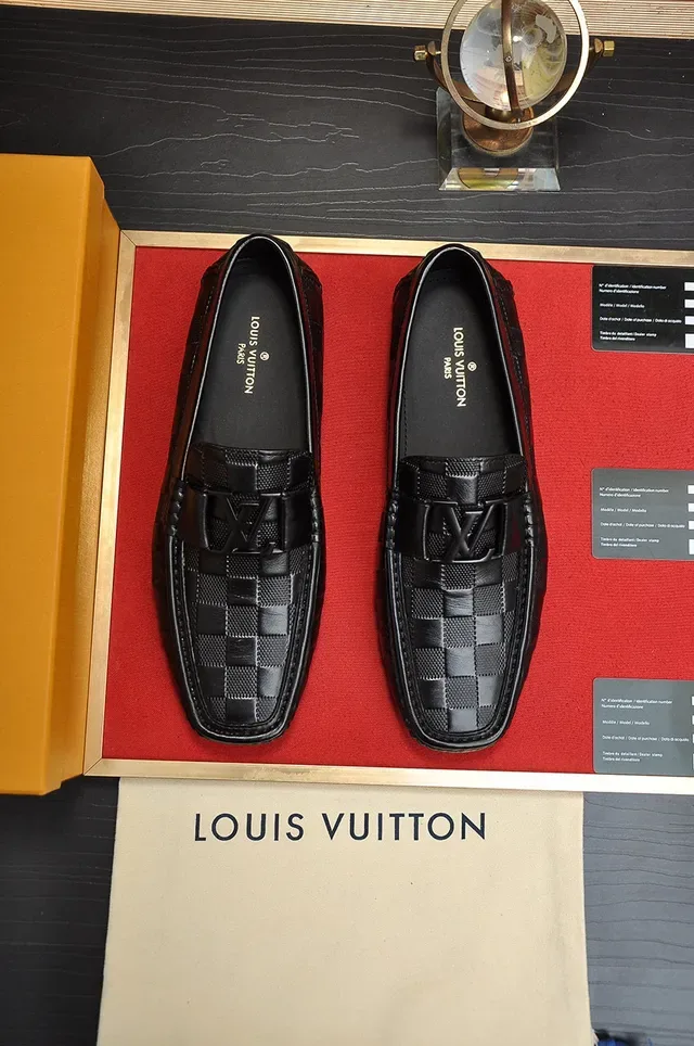 Louis Vuitton Black Woven Leather Buckle-Accented Loafer 9