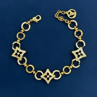 Louis Vuitton Blossom Quatrefoil Link Gold and Black Enamel Crystal Bracelet