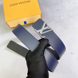 Louis Vuitton नीला चांदी चिकना ग्रेडिएंट चमड़े का बेल्ट