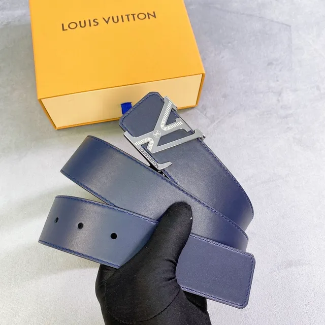 Louis Vuitton Blue Silver Smooth Gradient Leather Belt 4