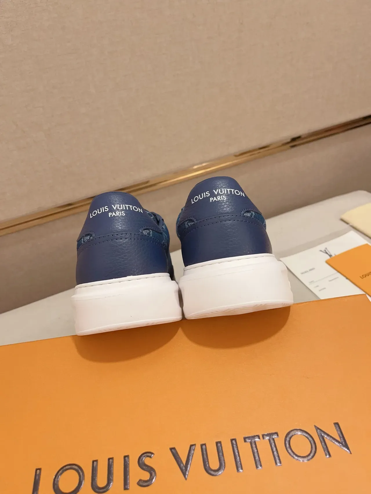 Louis Vuitton Sneakers Lifestyle Monogram Jacquard Suela Plataforma Parte Superior Bleu Blanc 3