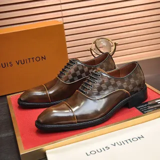 Louis Vuitton বাদামী কালো Cap-Toe Damier Check Oxford Shoes