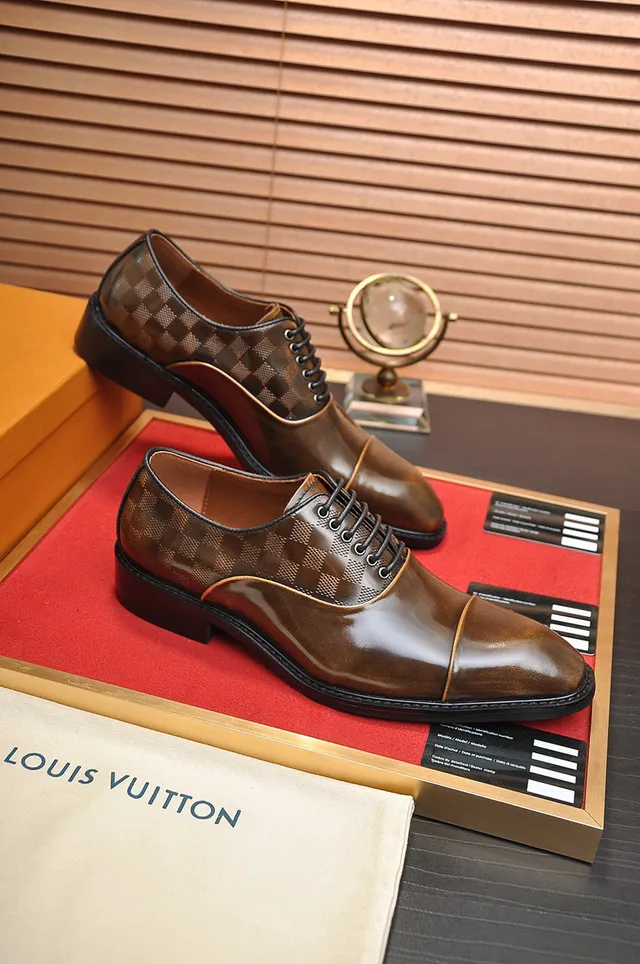 Louis Vuitton Brown Black Cap-Toe Damier Check Oxford Shoes 5