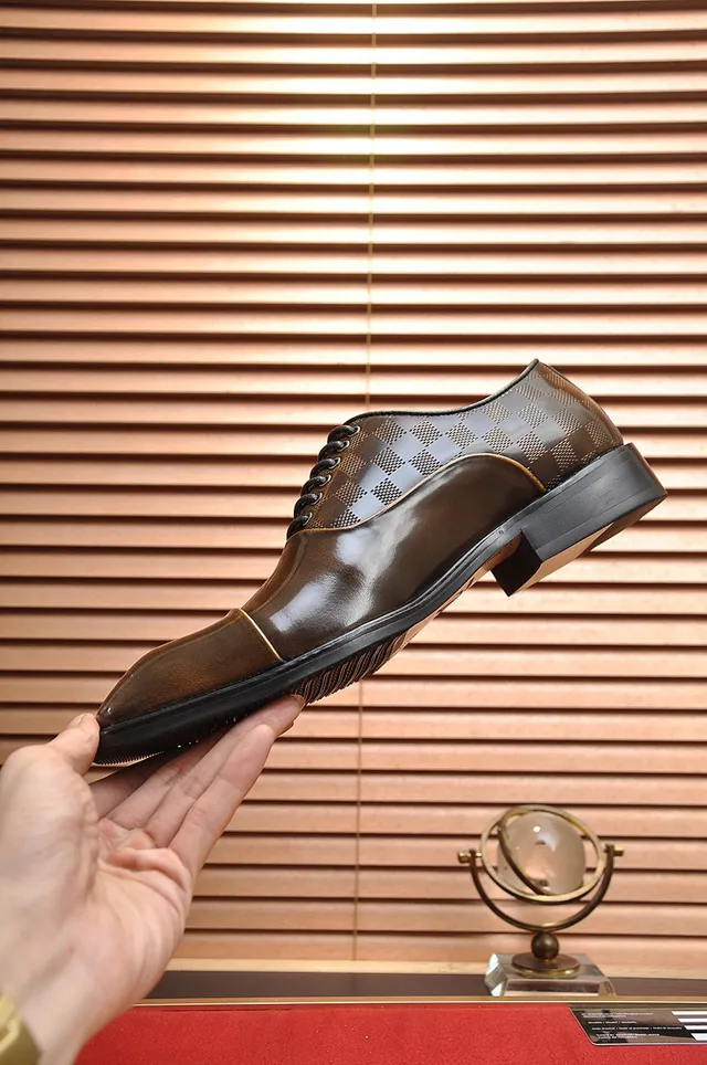 Louis Vuitton Brown Black Cap-Toe Damier Check Oxford Shoes 6