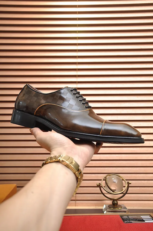 Louis Vuitton Brown Black Cap-Toe Damier Check Oxford Shoes 7
