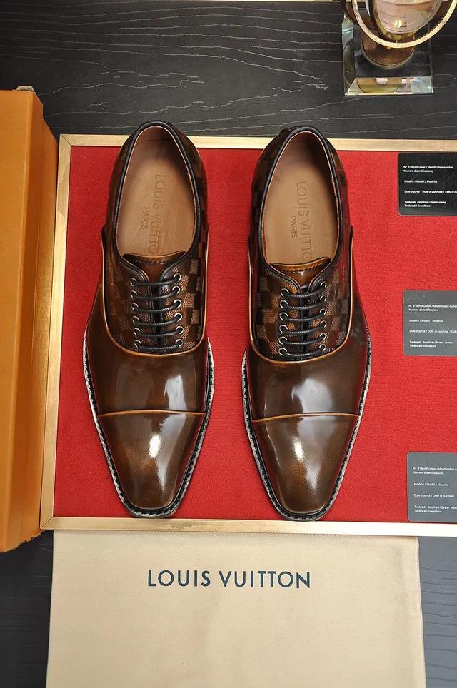 Louis Vuitton Brown Black Cap-Toe Damier Check Oxford Shoes 8