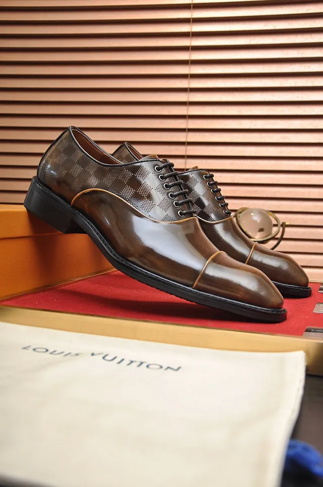 Louis Vuitton Brown Black Cap-Toe Damier Check Oxford Shoes 9
