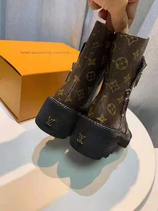 Louis Vuitton Brown Black Monogram Canvas Dual-Zipper Ankle Boots 4