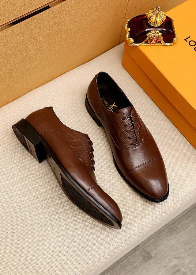 Louis Vuitton বাদামী কুমির নকশা ক্যাপ-টো অক্সফোর্ড জুতো 4